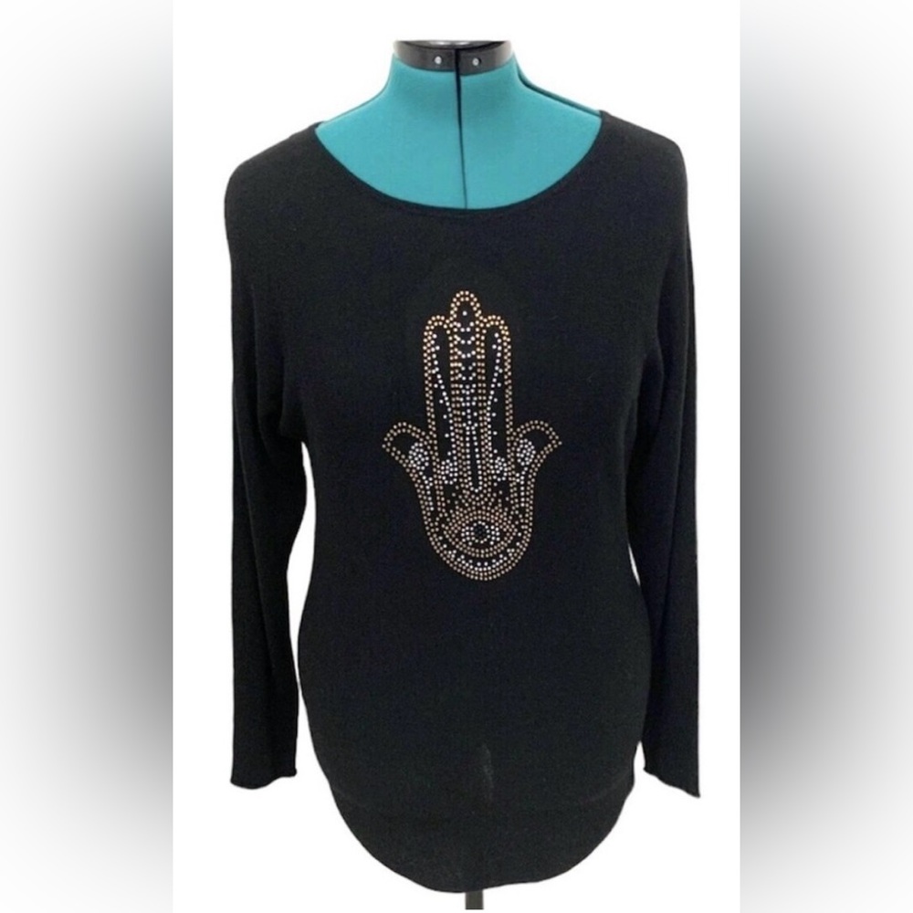 Rachel Zoe Sweater Jeweled Hamsa  Embellishment sweater top size small